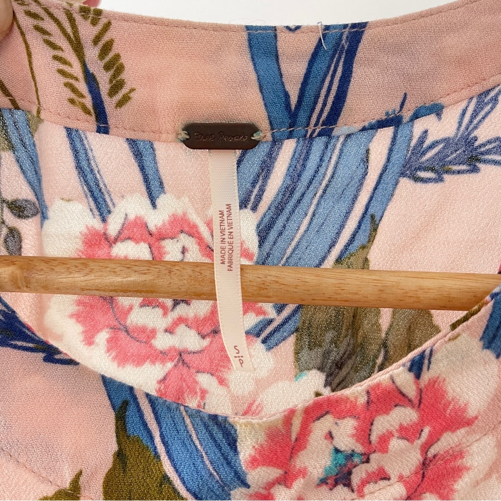 Free People Floral Tank Top - Pink and Blue Size S - Picture 3 of 4